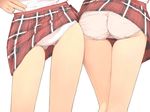  akinbo_(hyouka_fuyou) ass bad_id bad_pixiv_id close-up copyright_request legs multiple_girls panties pink_panties plaid plaid_skirt skirt skirt_lift standing thigh_gap thighs trefoil underwear wedgie 