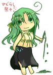  artist_request green_eyes green_hair higurashi_no_naku_koro_ni knife long_hair ribbon solo sonozaki_shion stun_gun 