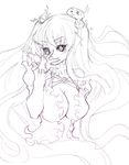  breasts dress eyepatch greyscale kirakishou large_breasts long_hair monochrome rozen_maiden solo tsuutenkaaku 