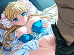  1boy 1girl bed breasts censored crown game_cg lying penis pussy sex 