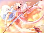  ass bike_shorts bukatsu_kikaku game_cg high_jump kakedori_tsubasa long_hair misakura_nankotsu pink_eyes pink_hair shorts solo 