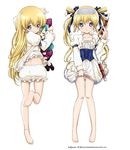  artist_request barefoot blonde_hair bloomers blue_eyes dakimakura doll feet long_hair multiple_views ribbon saint_october shirafuji_natsuki soles underwear white_bloomers 