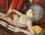  amputee artist_request blood eva_02 male_focus nagisa_kaworu neon_genesis_evangelion nude pale_skin red_eyes skinny solo white_hair 