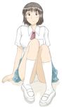  ayase_fuuka black_hair bob_cut brown_hair eyebrows highres panties sachisuke_masumura school_uniform short_hair solo thick_eyebrows underwear yotsubato! 