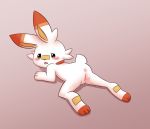  3_toes all_fours anus ass_up blush dipstick_ears female fluffy fluffy_tail fur long_ears nintendo nude open_mouth pok&eacute;mon pok&eacute;mon_(species) pussy raised_tail rear_view red_eyes red_paws scorbunny short_tail solo sum toes tongue video_games white_fur 