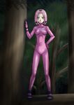  artist_request bodysuit green_eyes haruno_sakura naruto naruto_(series) pink_bodysuit pink_hair solo 