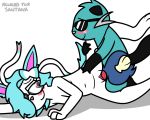  2019 5:4 anthro blue_eyes blush breasts canid canine dewott digital_media_(artwork) duo eeveelution english_text erection eyewear female female_penetrated fur glasses hair male male/female male_penetrating mammal mustelid navel nintendo penetration penis pink_eyes pok&eacute;mon pok&eacute;mon_(species) pokefound pussy_juice ribbons sex simple_background smile sunglasses sylveon text vaginal vaginal_penetration video_games white_fur 