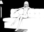  copyright_request couch greyscale haimura_kiyotaka monochrome nude solo somber 