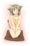  animal_ears between_legs camisole cat_ears cat_tail closed_eyes copyright_request cushion grin happy majima_yuki no_pants seiza sitting smile solo tail v_arms 
