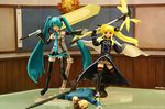  2girls aqua_hair bardiche blonde_hair danny_choo death decapitation energy_blade energy_sword fate_testarossa figma figma_stand figure gun hatsune_miku kyon lyrical_nanoha mahou_shoujo_lyrical_nanoha_strikers multiple_girls photo scythe severed_head suzumiya_haruhi_no_yuuutsu sword thighhighs twintails vocaloid weapon 