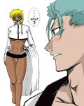  1girl arrancar bleach blonde_hair blush dark_skin green_eyes grimmjow_jaegerjaquez panties thighs tier_harribel underwear 