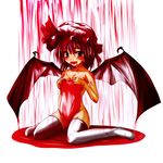  blood hat highres raining_blood reichi remilia_scarlet ribbon sangatsu_neko short_hair socks solo thighhighs touhou towel wings 