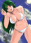  bikini breasts choudenji_robo_combattler_v green_eyes green_hair large_breasts leaning_forward nanbara_chizuru shiny shiny_skin shu-z solo swimsuit 