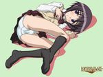  :o ass bamboo_blade black_hair black_legwear blush body_blush bow bowtie cameltoe dress_shirt dutch_angle embarrassed flat_chest kawazoe_tamaki kneehighs legs lying on_side open_mouth panties pantyshot pantyshot_(lying) pleated_skirt purple_eyes school_uniform shadow shirt short_hair simple_background skirt socks solo sweater_vest tofu_(tf07px) underwear upskirt vest wallpaper white_panties 