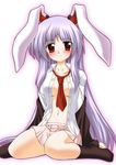  animal_ears bunny_ears gonzaburo highres long_hair purple_hair reisen_udongein_inaba shirt skirt solo touhou 