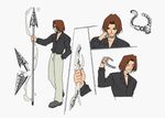  alternate_hairstyle artist_request brown_hair character_sheet hamrio_musica jewelry lowres male_focus necklace polearm rave spear weapon 