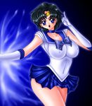  1girl bishoujo_senshi_sailor_moon breasts elbow_gloves female gloves gradient gradient_background mizuno_ami naodayo panties sailor_mercury solo underwear 