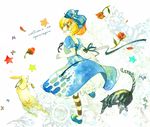  alice_(wonderland) alice_(wonderland)_(cosplay) alice_in_wonderland artist_request blonde_hair boots bunny cat cheshire_cat clock cosplay dress flower hairband higurashi_no_naku_koro_ni houjou_satoko parody pocket_watch red_eyes short_hair socks watch white_rabbit 