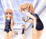  artist_request clone highres multiple_girls one-piece_swimsuit robot_ears school_swimsuit serio stopwatch swimsuit to_heart watch 