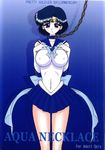  1girl bdsm bishoujo_senshi_sailor_moon blue_eyes blue_hair breasts chains collar female gradient gradient_background highres mizuno_ami sailor_mercury short_hair solo 