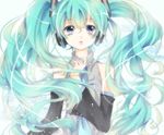  aqua_hair blue_eyes cosmos detached_sleeves hatsune_miku headphones long_hair necktie solo twintails very_long_hair vocaloid 