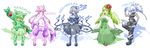  blue_fire chandelure character_name costume ekus_(xo_ekus) fire gen_5_pokemon highres lilligant mienshao multiple_girls personification pokemon reuniclus zebstrika 