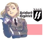  blonde_hair blue_eyes character_name genderswap genderswap_(mtf) gloves hiroe_rei military military_uniform nazi necktie politician real_life real_life_insert reinhard_tristan_eugen_heydrich sigrunen solo uniform upper_body 