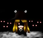  formal glowing glowing_eyes hat horror_(theme) long_hair moriya_suwako solo suit touhou 