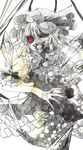  bad_id bad_pixiv_id flandre_scarlet hat monochrome red_eyes rinko_(mg54) solo spot_color touhou wings 