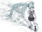  aqua_eyes aqua_hair bad_id bad_pixiv_id bandages bandaid hatsune_miku loafers long_hair mofu necktie pointing rolling_girl_(vocaloid) school_uniform shoes skirt socks solo sweater_vest twintails very_long_hair vocaloid 