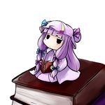  :&lt; book chibi crescent hat long_hair minigirl patchouli_knowledge purple_hair solo touhou yume_shokunin 