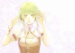  bad_id bad_pixiv_id blush bracelet braid comin green_eyes green_hair gumi headphones jewelry pale_color short_hair smile solo vocaloid 