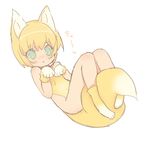  animal_ears bad_id bad_pixiv_id between_legs blade_(galaxist) blonde_hair blue_eyes fox_ears fox_tail gloves green_eyes lowres lying on_back paw_gloves paw_pose paws personification prez_(star_driver) short_hair simple_background sketch solo star_driver tail tail_between_legs tail_hug 
