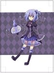  blue_fire boots bow chandelure dress fire full_body gen_5_pokemon kurosu_rino moemon personification pokemon pokemon_(creature) purple_fire purple_hair see-through short_hair side_ponytail smile solo standing standing_on_one_leg striped striped_legwear thighhighs yellow_eyes 