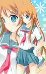  blue_eyes brown_hair hands_on_hips highres kousaka_kirino long_hair no_nose ore_no_imouto_ga_konna_ni_kawaii_wake_ga_nai school_uniform serafuku sk_(buta) solo zoom_layer 