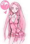  kakizaki_misa long_hair mahou_sensei_negima! mikami_komata monochrome numbered pink plaid plaid_skirt skirt solo 