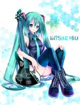  aqua_eyes aqua_hair bad_id bad_pixiv_id bass_guitar boots bug butterfly hands hatsune_miku highres insect instrument legs long_hair solo thighhighs twintails very_long_hair vocaloid yuuki_kira 