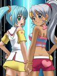  bakugan bakugan_battle_brawlers blue_hair green_eyes grey_hair julie_heyward long_hair looking_back misaki_runo multiple_girls twintails 