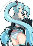  aqua_hair date_(senpen) hatsune_miku long_hair panties solo striped striped_panties thighhighs twintails underwear very_long_hair vocaloid 