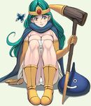 aqua_hair arm_support bad_id bad_pixiv_id black_eyes blob blue_skin blush_stickers breasts bug butterfly cape circlet cleavage dragon_quest dragon_quest_iii dress elbow_gloves flying gem gloves grin hair_between_eyes holding insect large_breasts light_smile long_hair looking_at_viewer masao monster o_o panties pantyshot pantyshot_(sitting) sage_(dq3) shadow short_dress silver_eyes simple_background sitting skirt slime_(dragon_quest) smile staff strapless strapless_dress tube_dress underwear upskirt white_panties white_skirt 