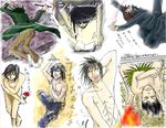  book dancing death_note flower male_focus mikami_teru nude oekaki red_eyes translation_request 