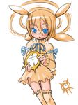  blonde_hair blue_eyes blush masha meteos mirror personification quad_tails rastal solo thighhighs zettai_ryouiki 