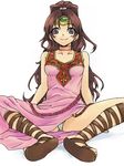  blush_stickers brown_eyes brown_hair choker circlet dress earrings fire_emblem fire_emblem:_monshou_no_nazo fire_emblem:_shin_ankoku_ryuu_to_hikari_no_tsurugi jewelry linda_(fire_emblem) long_hair mage michael panties pantyshot pantyshot_(sitting) ponytail sandals sitting smile solo spread_legs underwear white_panties 