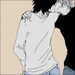  death_note kiss l l_(death_note) lowres oekaki yagami_light 