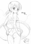  adjusting_clothes adjusting_swimsuit ass ayase_ena back blush chibi child from_behind goma_satoshi greyscale innertube koiwai_yotsuba looking_back monochrome multiple_girls one-piece_swimsuit quad_tails sea_cucumber sketch swimsuit translated twintails wedgie yotsubato! 