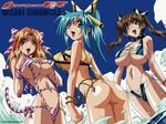  aqua_eyes ass bikini blue_eyes blue_hair bow bracelet breast_suppress breasts cat_tail choker covered_nipples divergence_eve glasses hair_bow hair_ribbon huge_breasts jewelry kureha_misaki long_hair micro_bikini multiple_girls official_art orange_hair ponytail prim_snowlight red_eyes ribbon side-tie_bikini sideboob slingshot_swimsuit splashing striped striped_swimsuit suzanna_bluestein swimsuit tail twintails underboob wading water yamashita_toshinari 