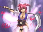  breasts cleavage ghost houtengeki large_breasts onozuka_komachi open_clothes open_shirt panties pink_hair scythe shirt short_hair solo touhou underwear 