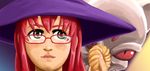  aq_interactive arcana_heart atlus examu glasses hat mike mike_(arcana_heart) red_hair witch witch_hat yasazumi_yoriko yasuzumi_yoriko 