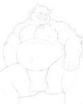  2019 anthro boar clothing fundoshi humanoid_hands japanese_clothing male mammal moobs nanntaro navel nipples overweight overweight_male porcine simple_background sitting solo tusks underwear white_background 