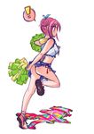  cheerleader hair_bun hioki_akane lucia_(pangya) pangya pink_eyes pink_hair pom_poms short_hair skirt solo 